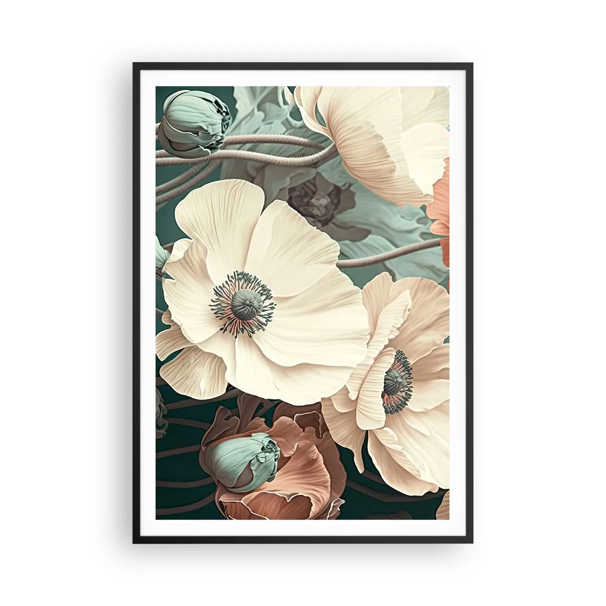 Plakat i sort ramme - Valmuernes hvisken - 70x100 cm