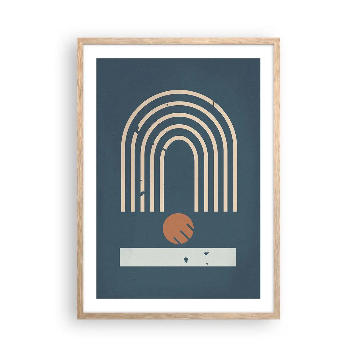 Plakat i ramme af lyst egetræ - Geometri på granatæble - 50x70 cm