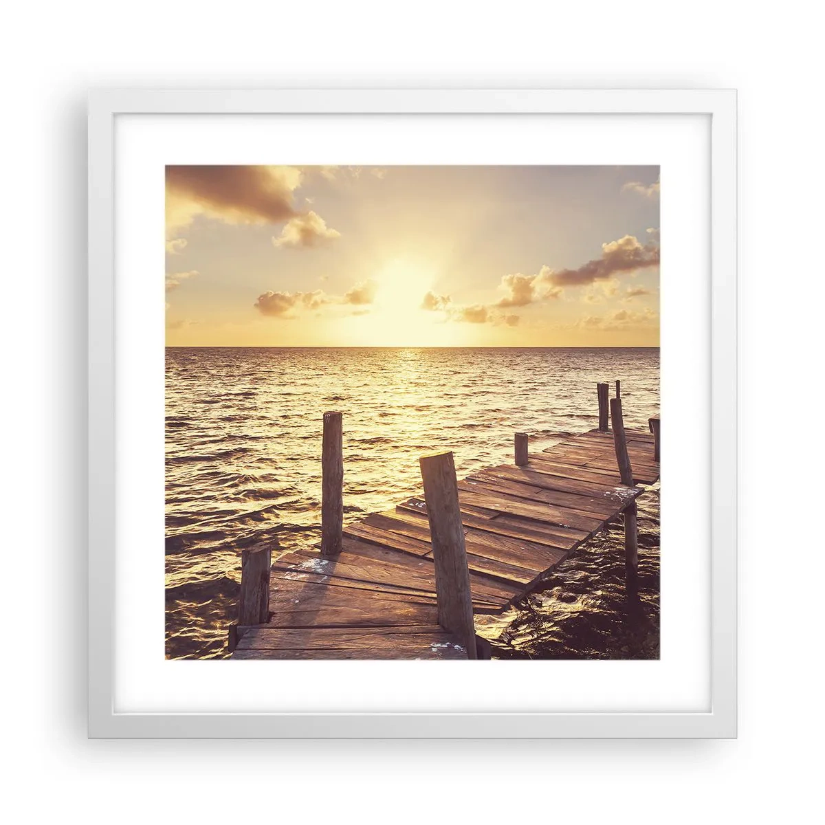 Plakat i hvid ramme - Gyldent land af blidhed - 40x40 cm