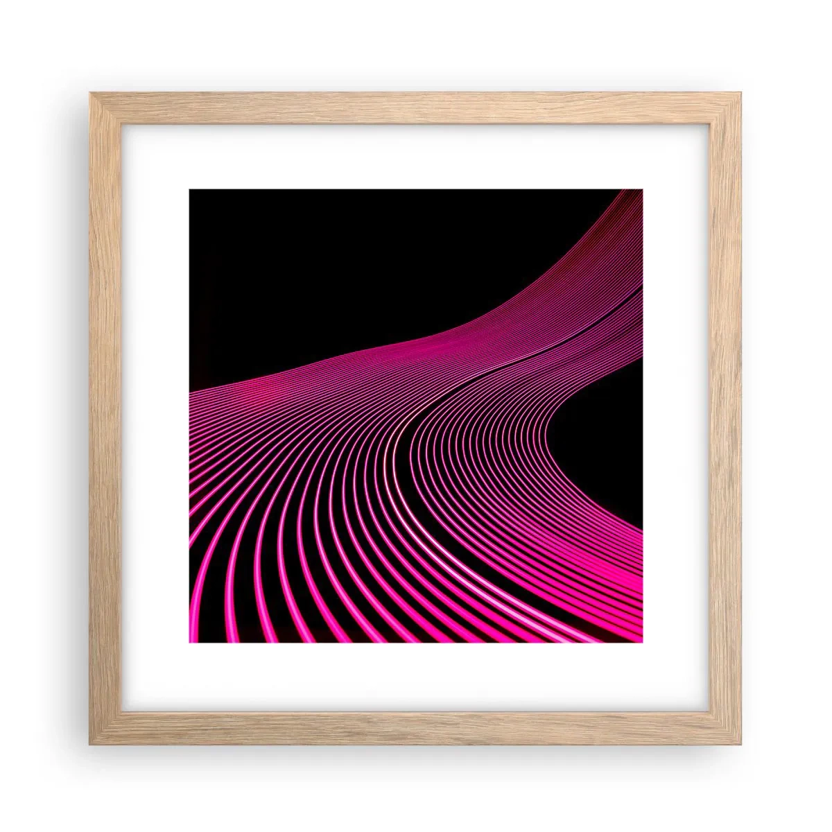 Plakat i ramme af lyst egetræ - En allé af lys - 30x30 cm