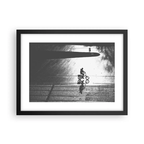 Plakat i sort ramme - Fremad, gennem byen - 40x30 cm