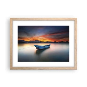 Plakat i ramme af lyst egetræ - En god nat er på vej - 40x30 cm