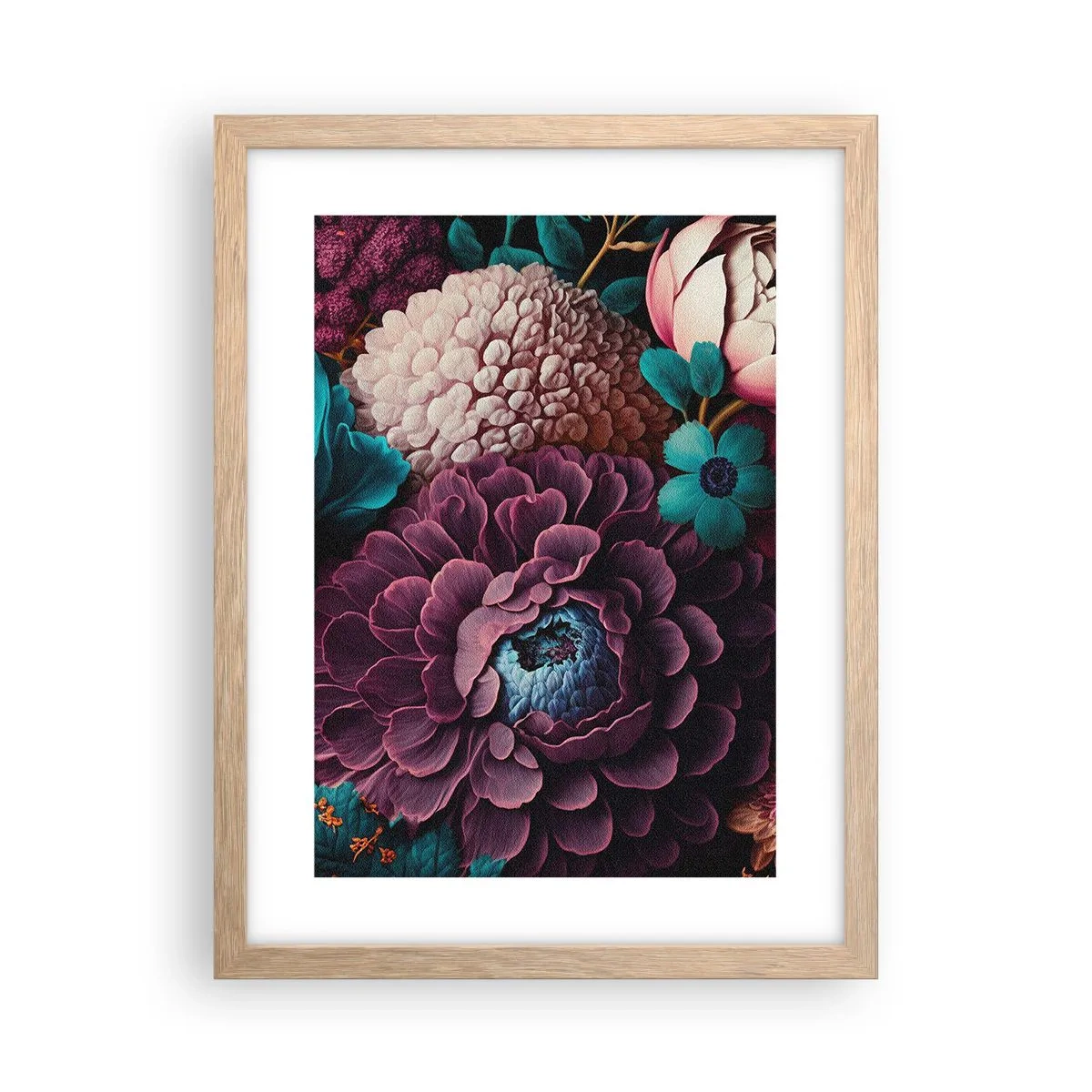 Plakat i ramme af lyst egetræ - Natur i overflod - 30x40 cm