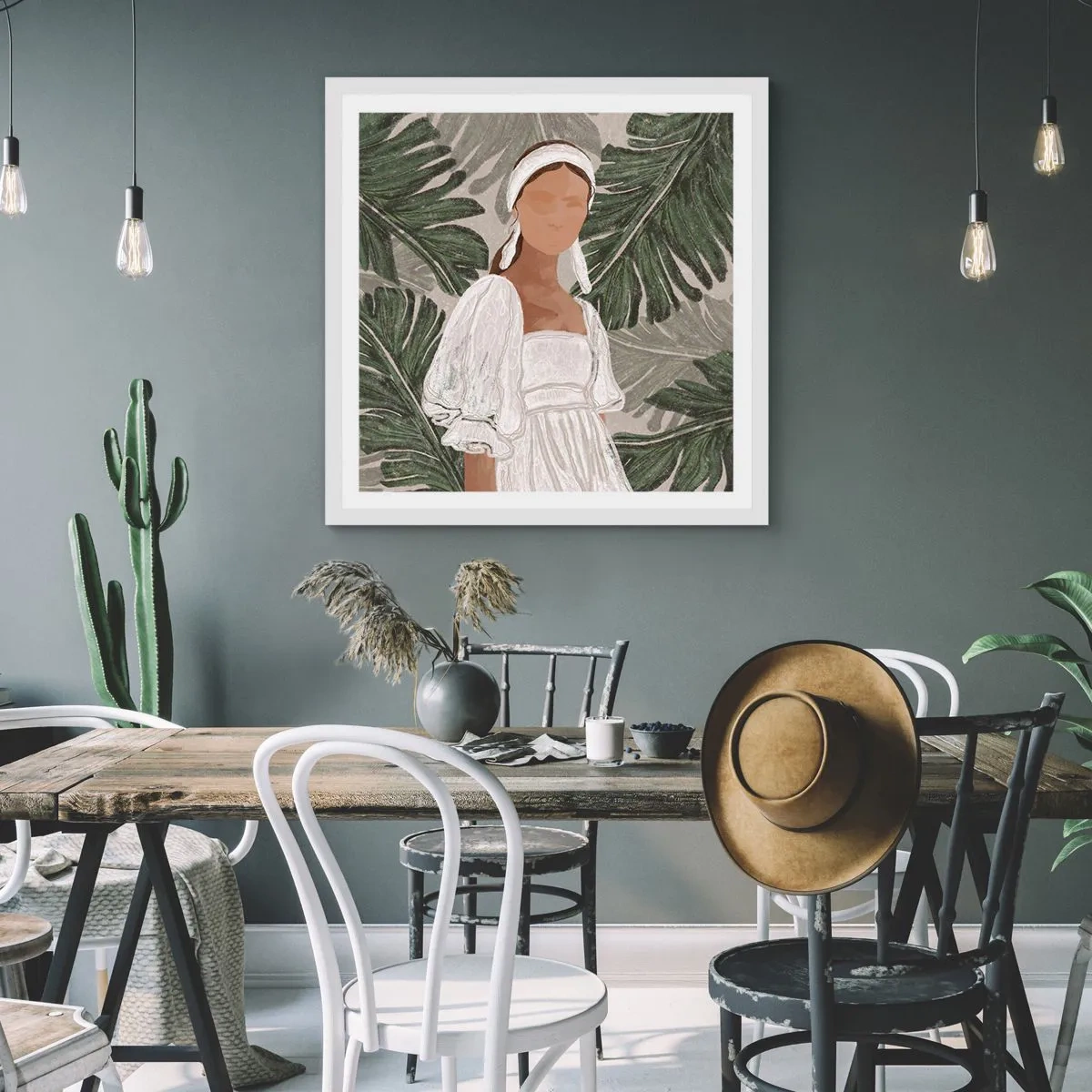 Plakat i hvid ramme - Eksotisk portræt - 40x40 cm