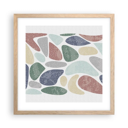 Plakat i ramme af lyst egetræ - Mosaik af pulveriserede farver - 40x40 cm
