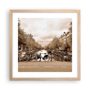 Plakat i ramme af lyst egetræ - Hollandsk atmosfære - 40x40 cm