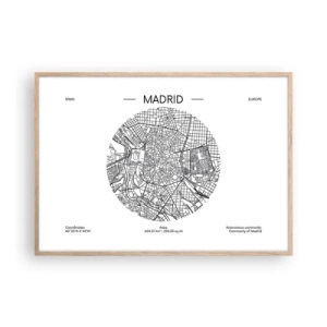 Plakat i ramme af lyst egetræ - Madrids anatomi - 100x70 cm