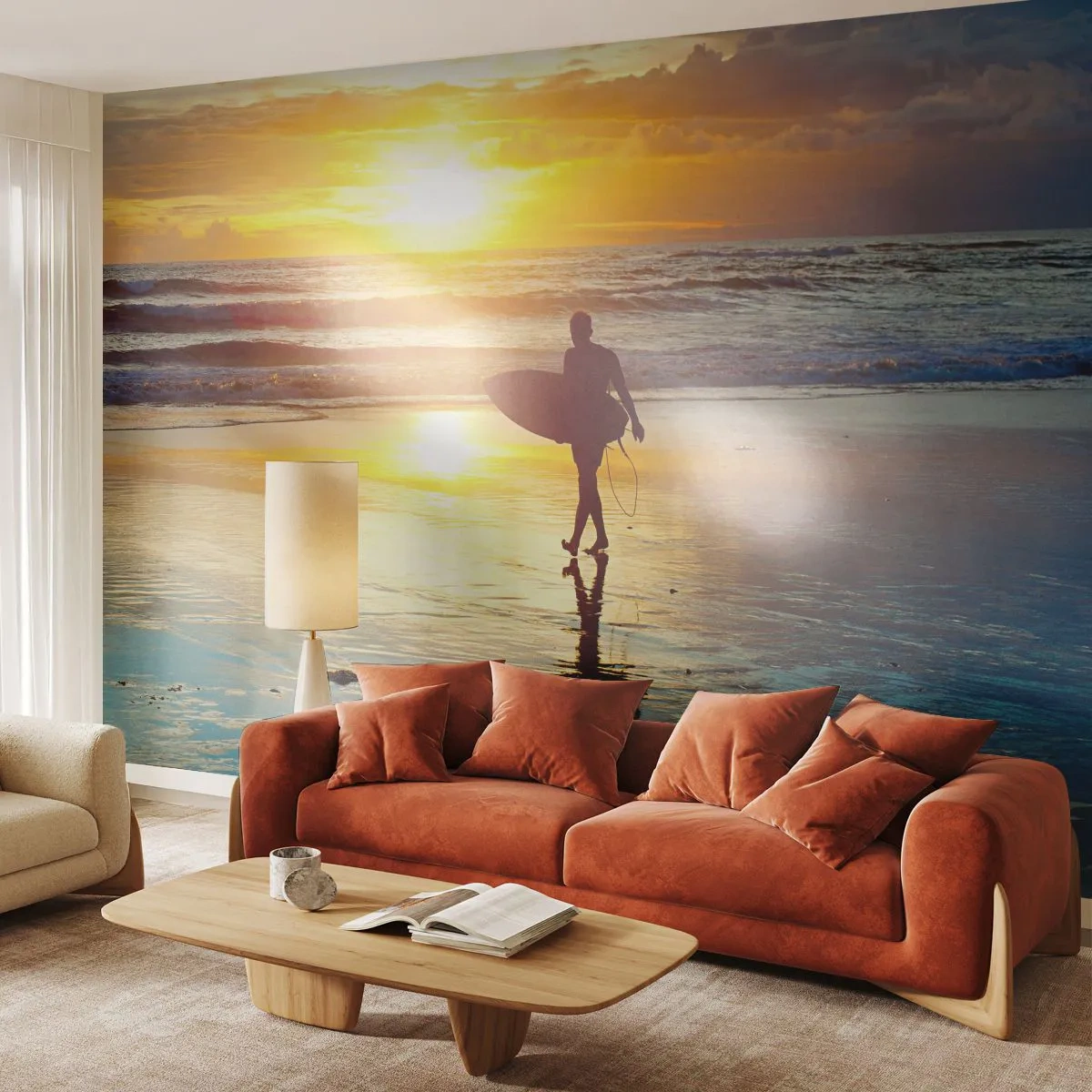 Fototapet Premium Sand - Krigerens tilbagevenden - Sport, Surfing, Indonesien - 100x70 cm