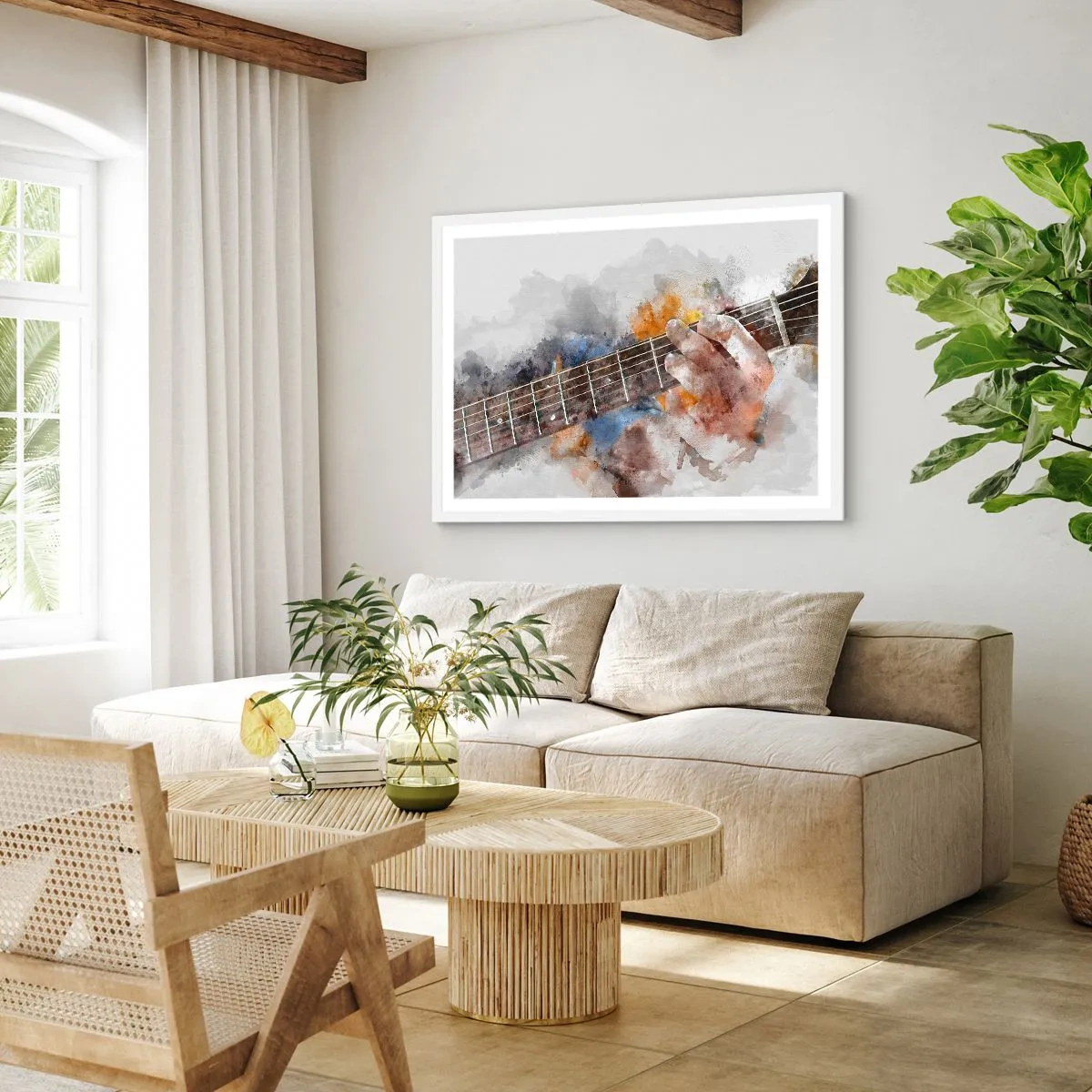 Plakat i hvid ramme - Poesi mellem strengene - 91x61 cm