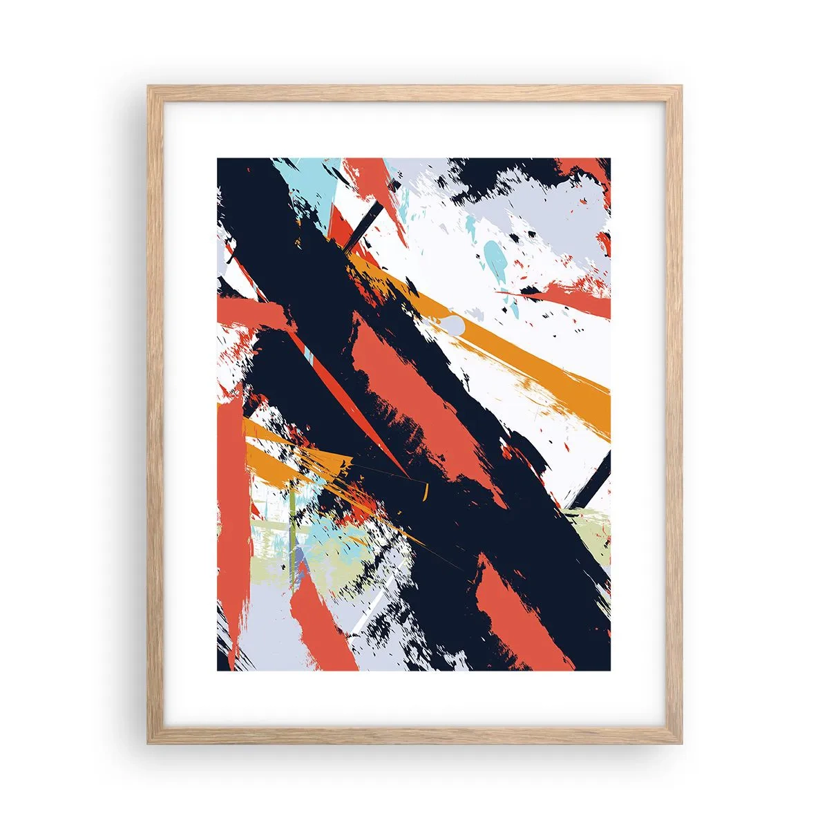 Plakat i ramme af lyst egetræ - Dynamisk sammensætning - 40x50 cm
