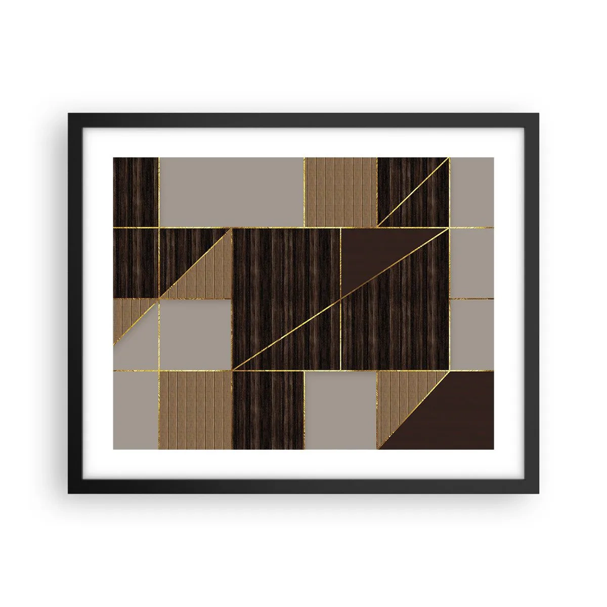 Plakat i sort ramme - En mosaik af brune og gyldne farver - 50x40 cm