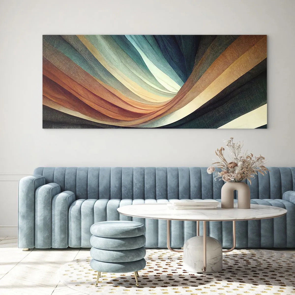 Billede på glas - Vævet af farver - 140x50 cm