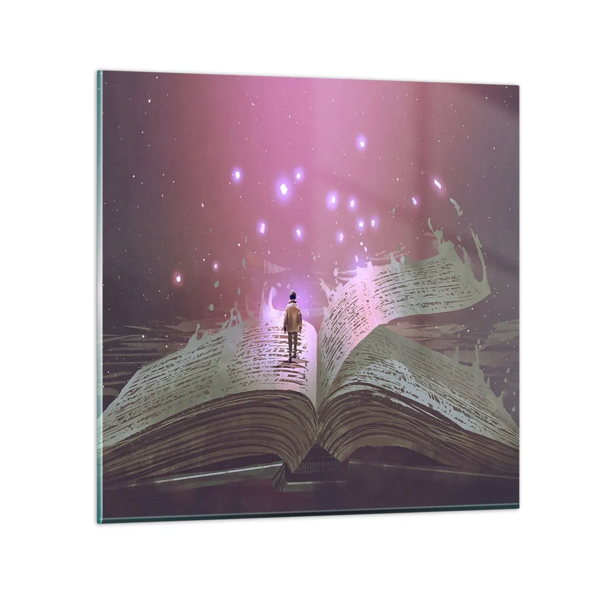 Billede på glas - En invitation til en anden verden - læs den! - 40x40 cm