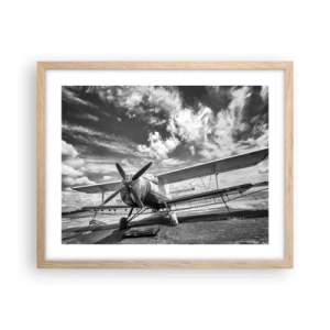 Plakat i ramme af lyst egetræ - Jeg kan ikke vente! - 50x40 cm