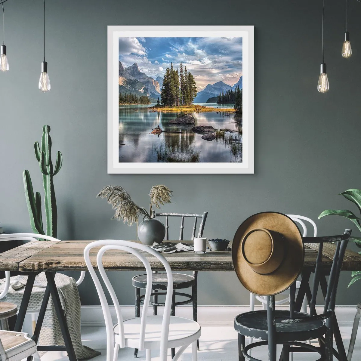 Plakat i hvid ramme - Over store og klare vande… - 60x60 cm