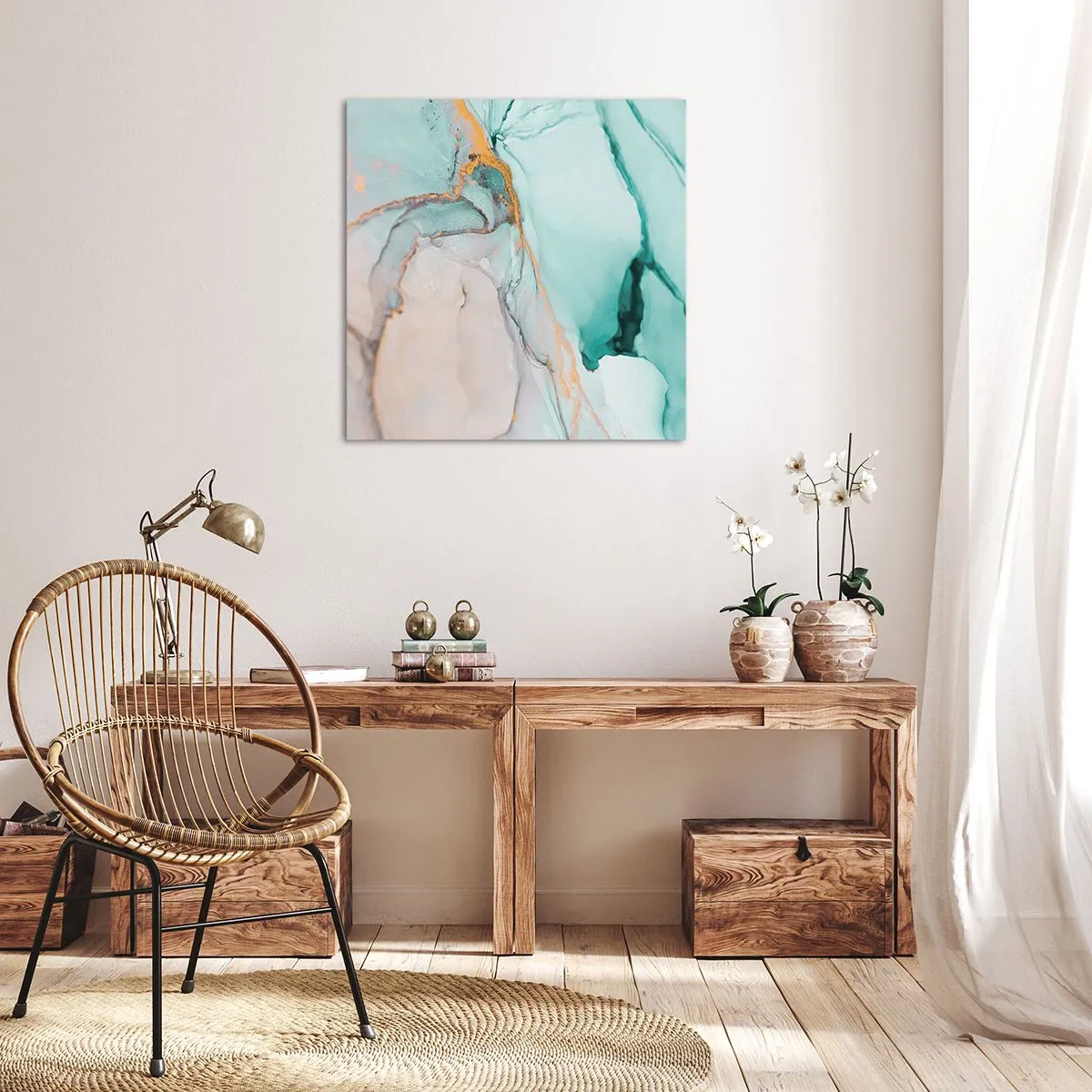 Lærredstryk - Billede på lærred - Dans af former og farver - 50x50 cm