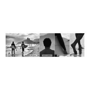 Prøve Fototapet Selvklæbende Deluxe Sticker - Samba til én bølge - Surfer, Brasilien, Hav - 100x30 cm
