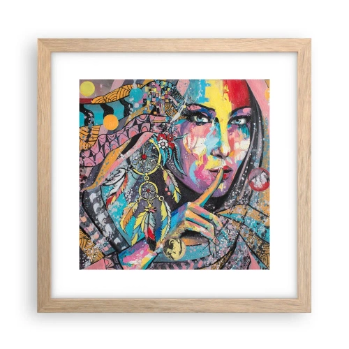 Plakat i ramme af lyst egetræ - Vær tavs, indtil du forstår - 30x30 cm