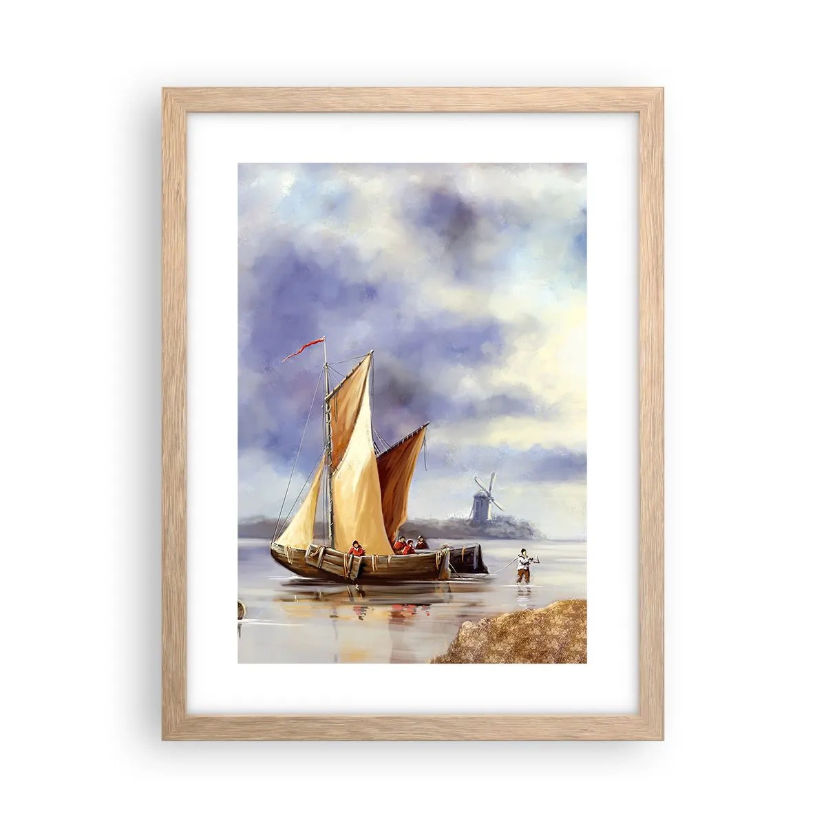 Plakat i ramme af lyst egetræ - Sømændenes tilbagevenden - 30x40 cm