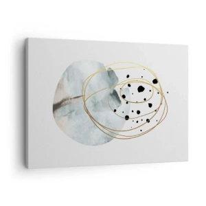 Lærredstryk - Billede på lærred - Minimalistisk abstraktion med et geometrisk mønster og gyldne linjer - 70x50cm - I rummets favntag - Moderne vægdekoration til stue og soveværelse ARTTOR