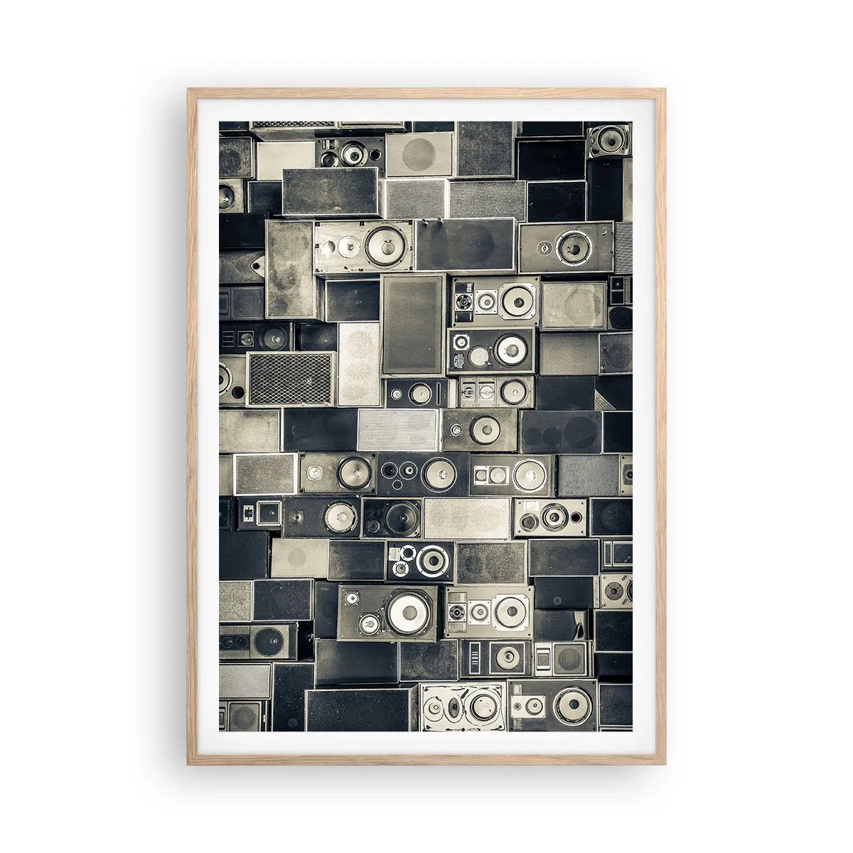 Plakat i ramme af lyst egetræ - Og alt er i orden - 70x100 cm