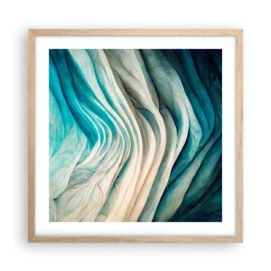 Plakat i ramme af lyst egetræ - Blå umættelighed - 50x50 cm