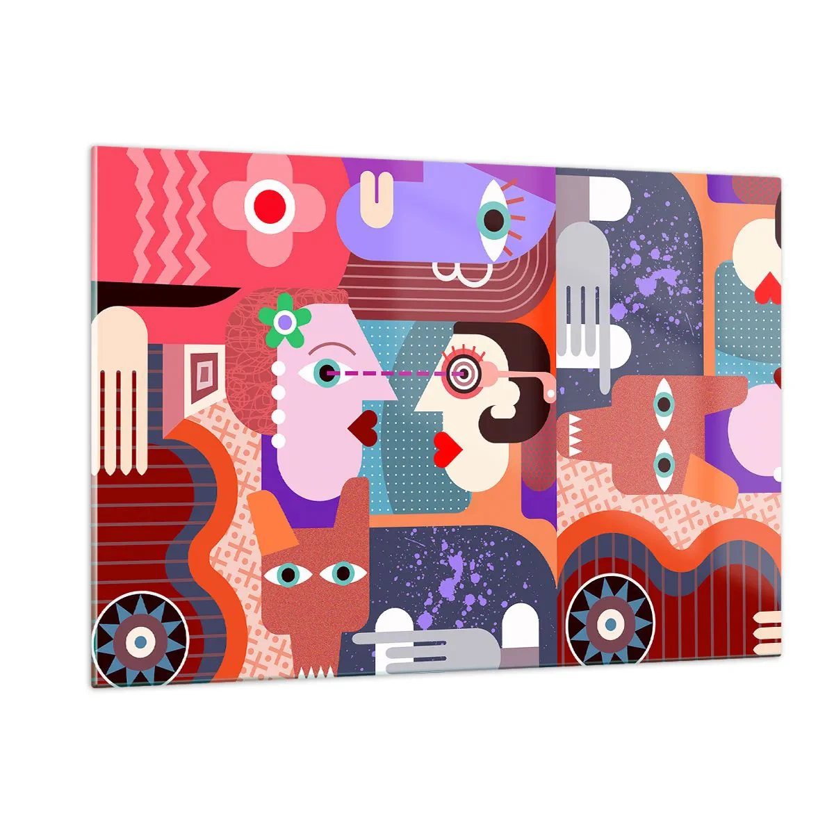 Billede på glas - Øje mod øje - 120x80 cm