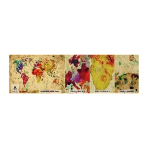 Prøve Fototapet Premium Sand - Livet som et farverigt papirkort - Verdenskort, Kontinenter, Rejser - 100x30 cm