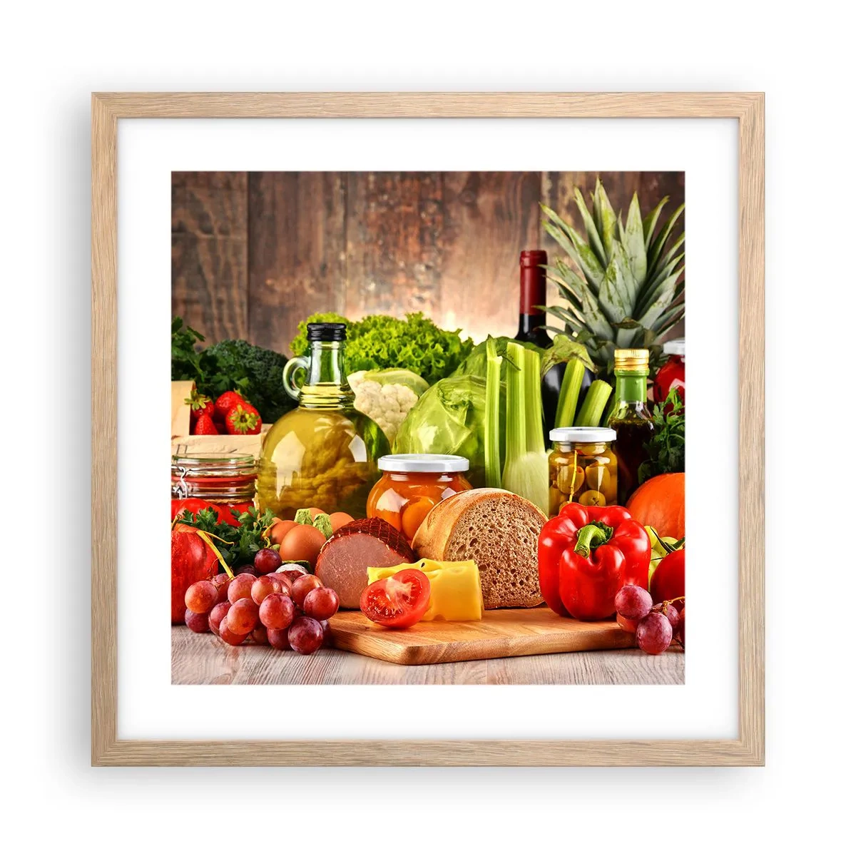 Plakat i ramme af lyst egetræ - Røget, ristet, marineret - 40x40 cm