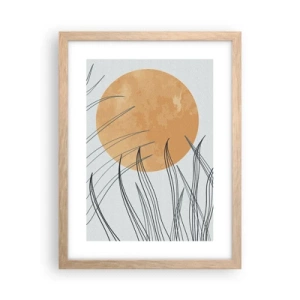 Plakat i ramme af lyst egetræ - Altid mod solen - 30x40 cm