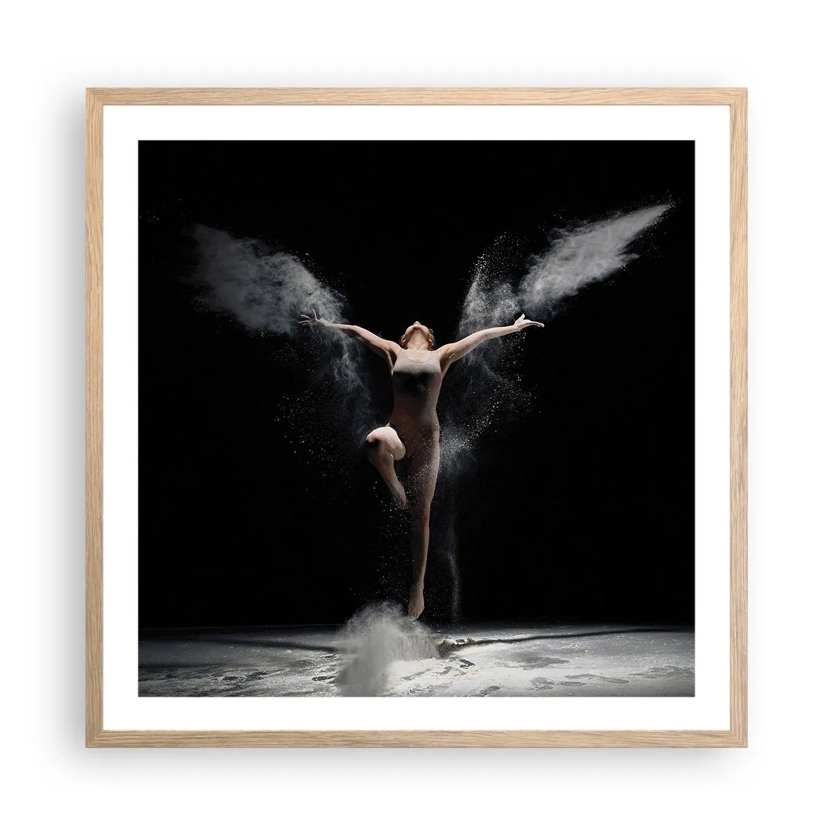 Plakat i ramme af lyst egetræ - Elfer findes - 60x60 cm