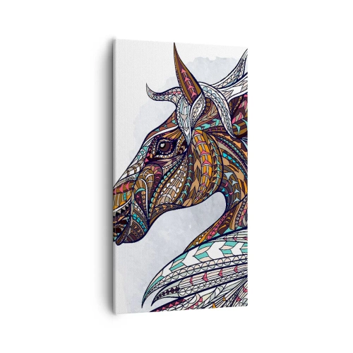 Lærredstryk - Billede på lærred - Den keltiske krigers hest - 55x100 cm