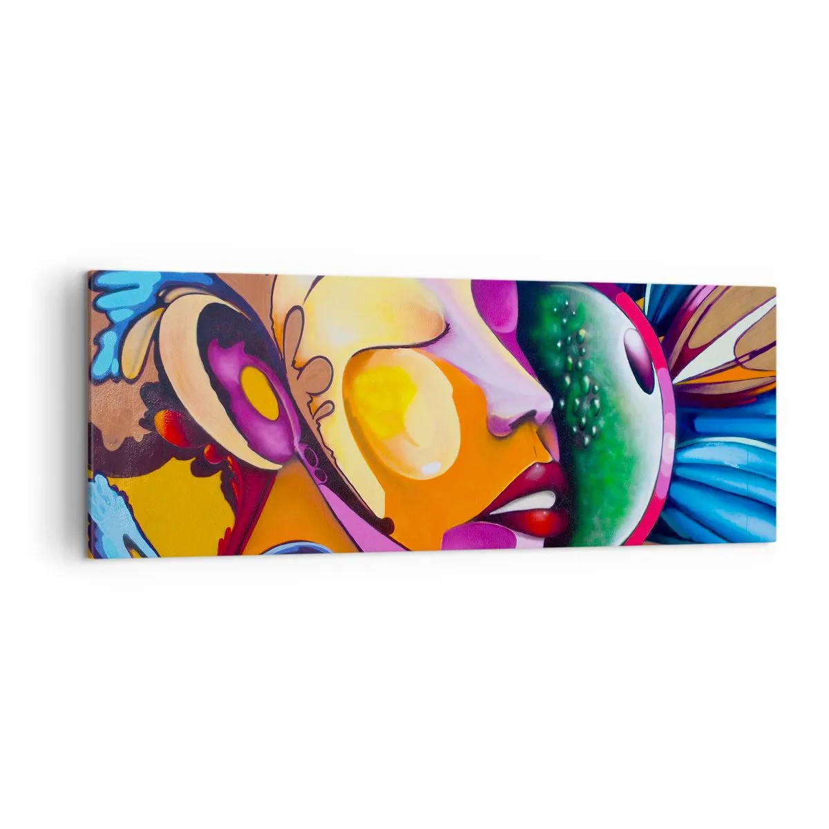 Lærredstryk - Billede på lærred - Berør med farve - 140x50 cm