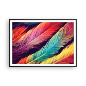 Plakat i sort ramme - Fjeragtig regnbue - 100x70 cm