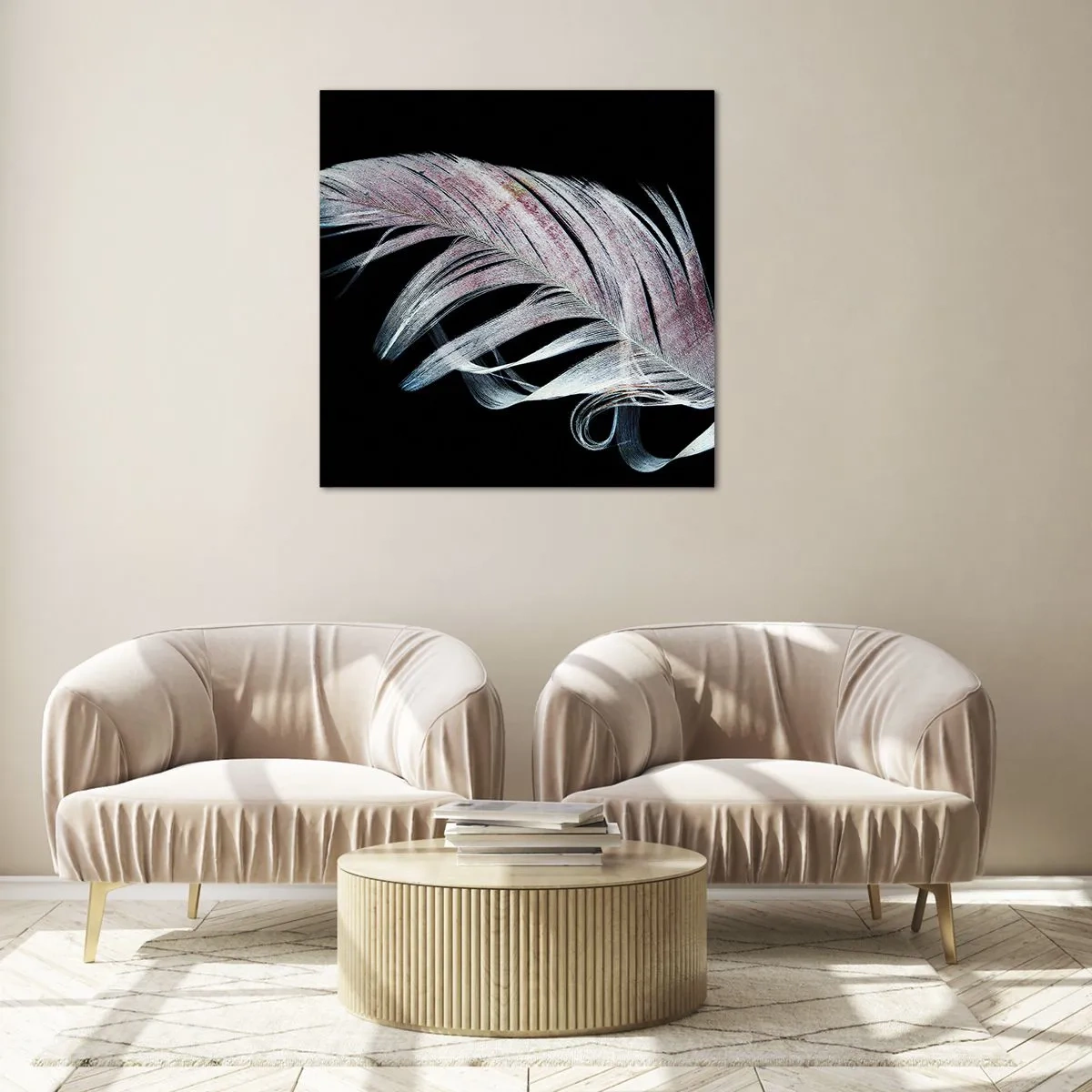 Billede på glas - Tænk om berøring - 60x60 cm