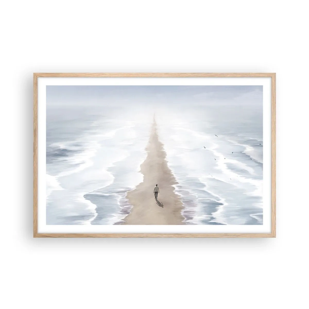 Plakat i ramme af lyst egetræ - Lys fremtid - 91x61 cm