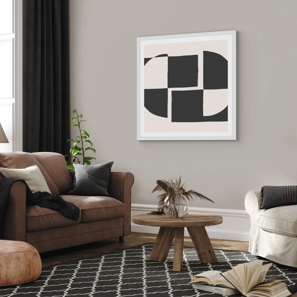 Plakat i hvid ramme - Antitese - syntese - 40x40 cm