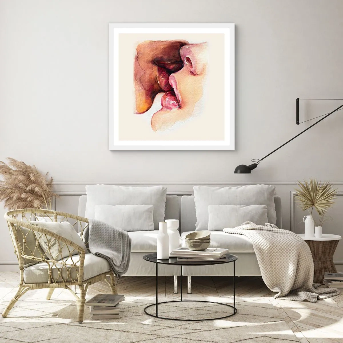 Plakat i hvid ramme - Som nat og dag, jord og himmel - 60x60 cm