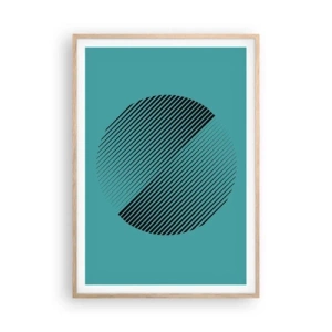 Plakat i ramme af lyst egetræ - Cirklen - en geometrisk variation - 70x100 cm