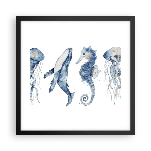 Plakat i sort ramme - Havets vidundere - 40x40 cm
