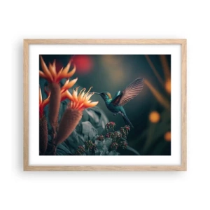 Plakat i ramme af lyst egetræ - Et virkelig farverigt liv - 50x40 cm