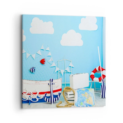 Lærredstryk - Billede på lærred - Et barns længsel efter eventyr - 70x70 cm