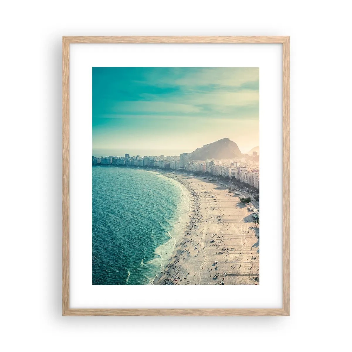 Plakat i ramme af lyst egetræ - Evig ferie i Rio - 40x50 cm