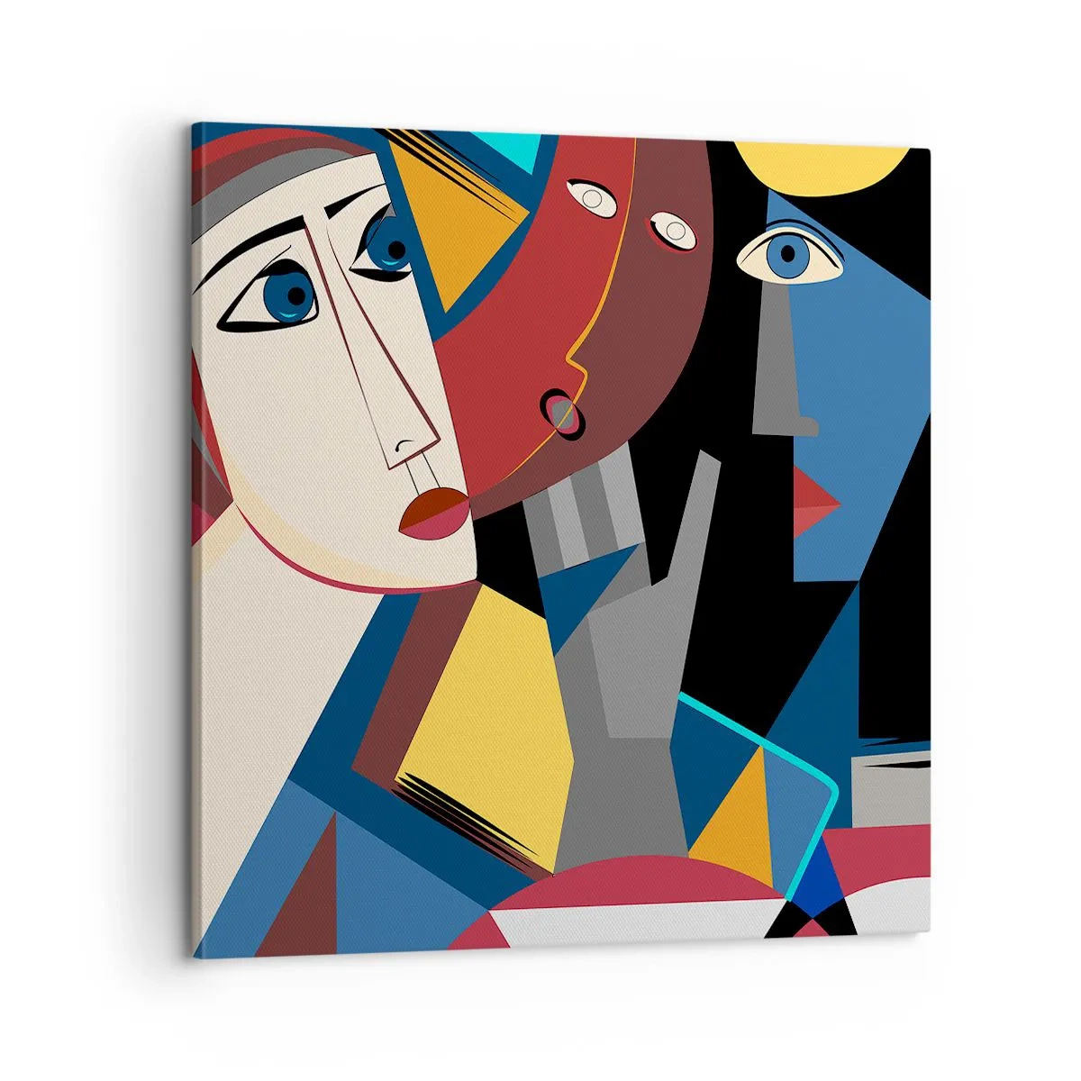 Lærredstryk - Billede på lærred - Kubistisk samtale - 60x60 cm