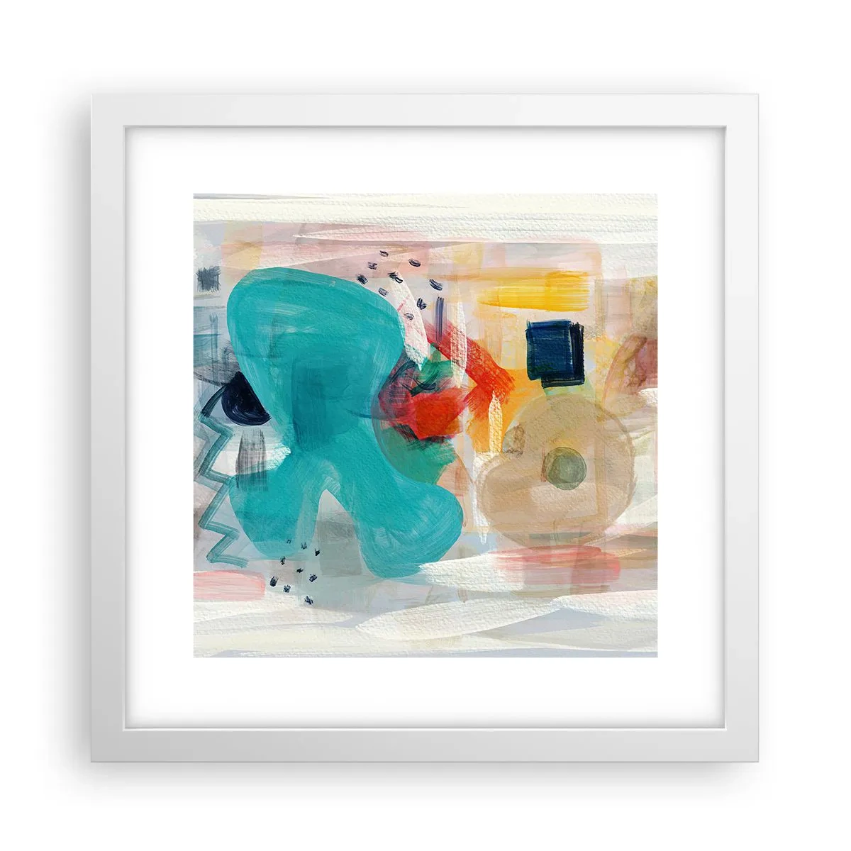 Plakat i hvid ramme - Et farverigt spil - 30x30 cm