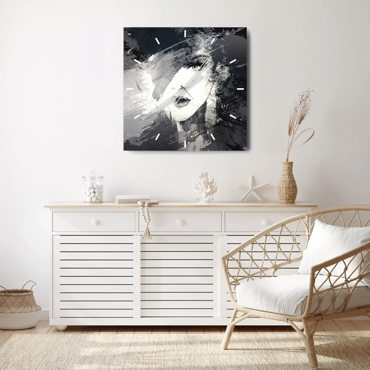 Vægur, Uret - Bag et gråt slør - 30x30 cm