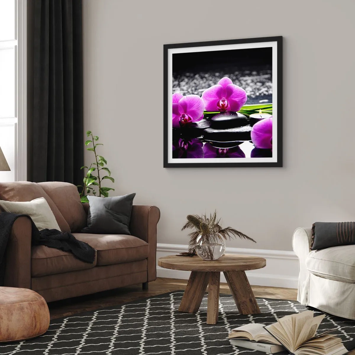 Plakat i sort ramme - Drukne i fred og ro - 30x30 cm