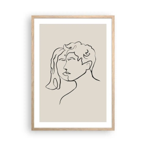 Plakat i ramme af lyst egetræ - Og enhed er blevet til - 50x70 cm