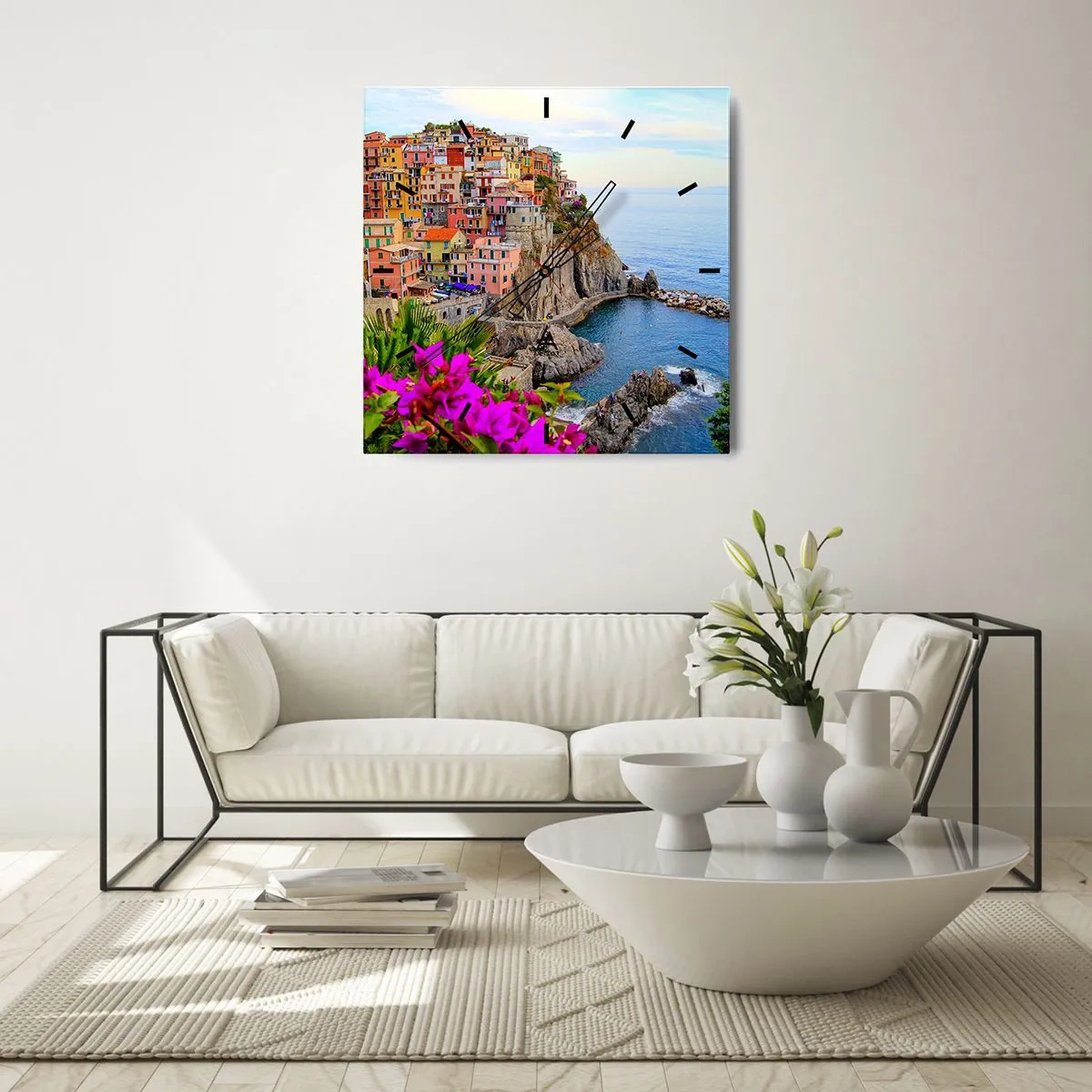 Vægur, Uret - En grinende by - 40x40 cm