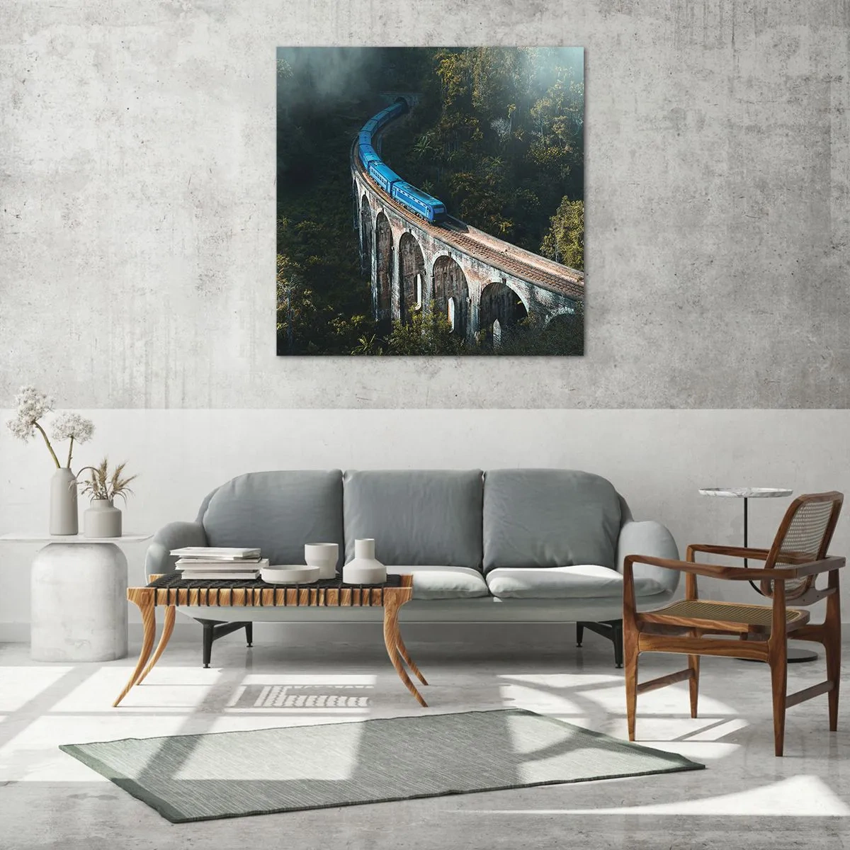 Billede på glas - Tog til naturen - 70x70 cm